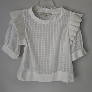 Katherine Kidd sheer blouse Ivory Size Medium Short Sleeve Pullover